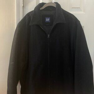 Men's GAP Wool Coat, full zip, black, size Large